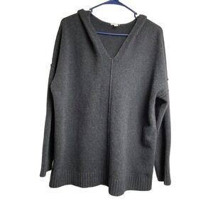 PURE JILL Women Hooded Pullover Long Sleeve Sweater Sz L Blue Relaxed Loose